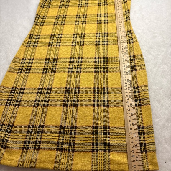 Yellow Black Plaid Strappy Round Neck Dress Sz S Schoolgirl Academia Y2K Grunge - Picture 5 of 9